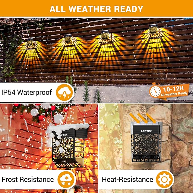8-Pack Solar Deck Lights, Warm White Waterproof LED