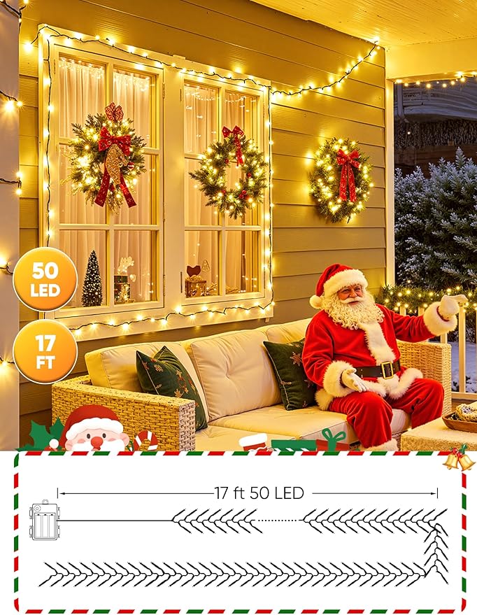4-Pack 200 LED Christmas Twinkle Lights, 66ft Waterproof for Yard