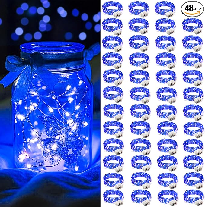 48-Pack Christmas LED String Lights, Waterproof Timer Lights