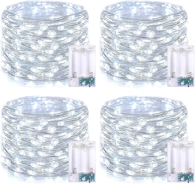 4-Pack Christmas String Lights, 1ft 50 LED Waterproof Twinkle Lights