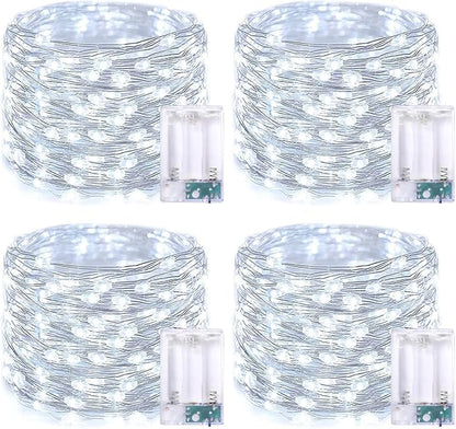 4-Pack Christmas String Lights, 1ft 50 LED Waterproof Twinkle Lights