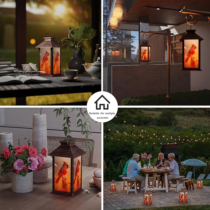 Charming Bird Solar Lanterns for Backyard, Waterproof LED