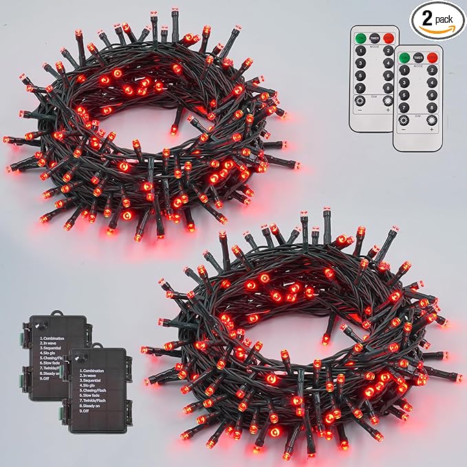 Christmas Patio String Lights 2-Pack, 33ft 100 LED Waterproof