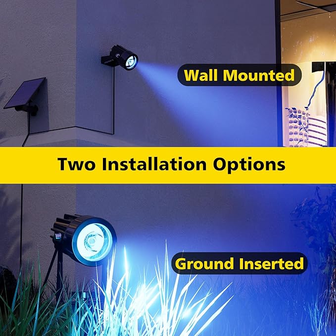 RGB Color-Changing Solar Spotlights, Waterproof Wall LED