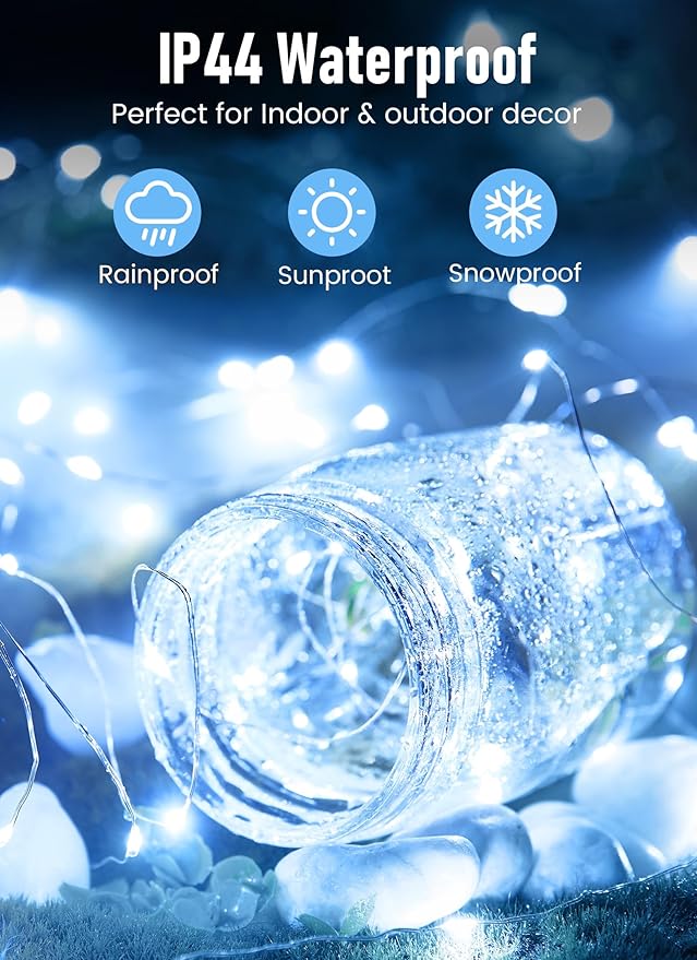 4-Pack 33ft Christmas LED String Lights, Waterproof Timer Lights