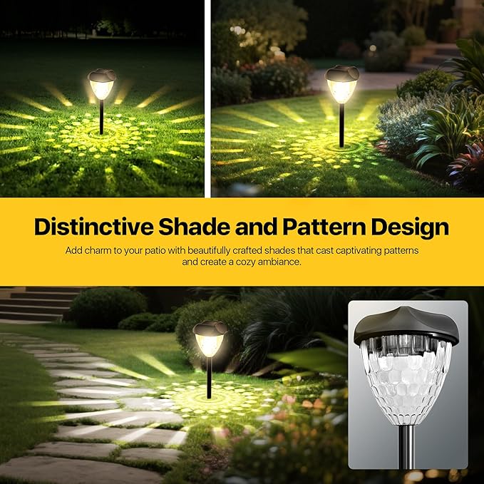 Ensenior Solar Pathway Lights Outdoor - 14.17" Height, 3000K LED Landscape Garden Lights, IP65 Waterproof, Tool-Free Auto ON/Off for Garden Yard Patio Walkway Landscape, 16-Pack