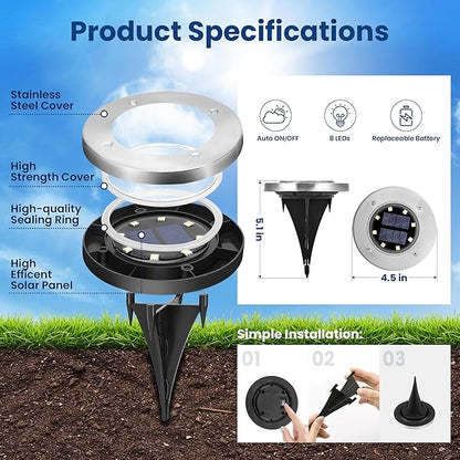 GIGALUMI Solar Ground Lights - No-Drill Fence Lighting Solution, Waterproof Perimeter Lights Compatible with Wood, Metal & Concrete Fences (20 Pack Cool White)
