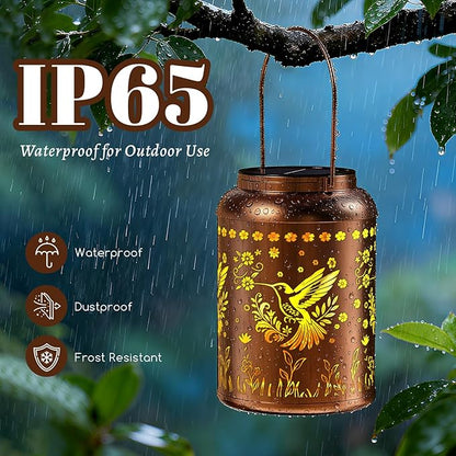 Solar Lanterns Outdoor Waterproof, Garden Decor Gifts for Women Mom Grandma, Outdoor Hanging Lantern Solar Lights, Metal Decorative Light for Yard, Patio, Backyard, Porch, 1 Pack