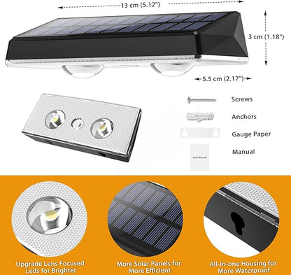 Solar Fence Lights Outdoor, 2-Pack 120LM Fence Lights Solar Powered, IP67 Waterproof Dusk to Dawn Auto On/Off 12+ Hours for Outside/Backyard/Wall/Step/Patio/Deck/Pool (Warm White & RGB 7 Colors)