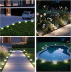 16-Pack Solar Ground Disk Lights, White Waterproof LED
