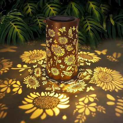 Sunflower Solar Lanterns Outdoor Waterproof Hanging Lights, Sunflower Gifts for Women Mom Grandma, Metal Solar Decorative Lanterns for Yard Patio Porch Balcony Garden Decor