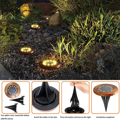 Solar Ground Lights Outdoor Waterproof Flat Garden Solar Disk Lights Floor 12 LED 12 Pack for Garden Patio Pathway Landscape Driveway Yard Path Decor