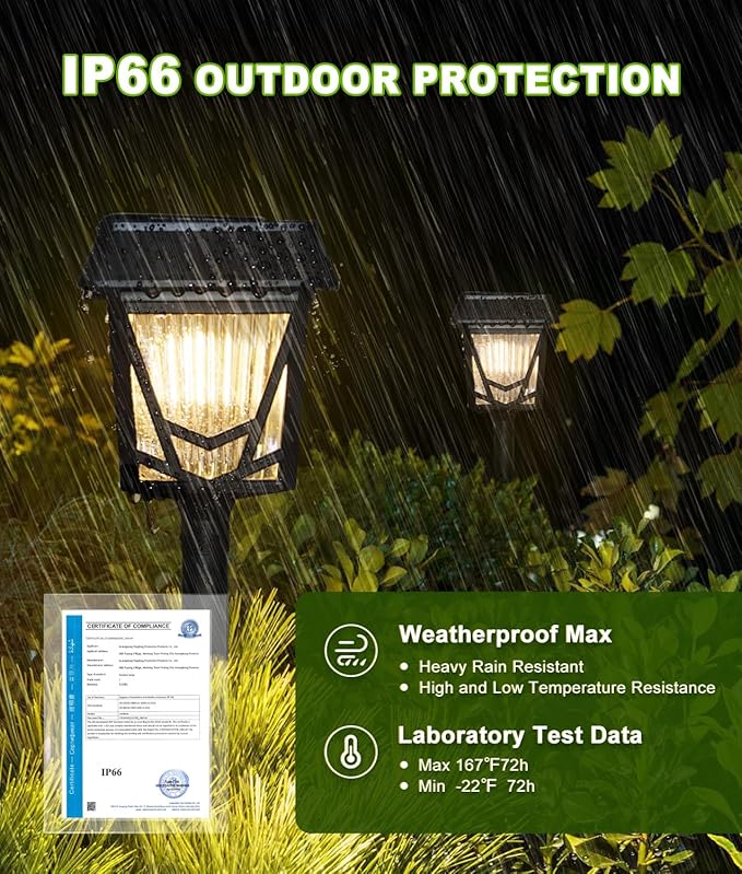 6-Pack Black Solar Path Lights, Outdoor Yard LED