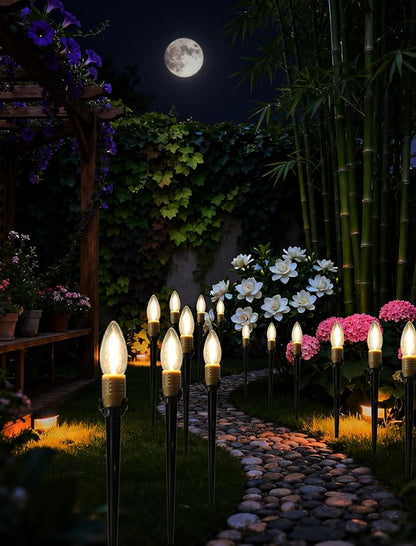 25-Pack Christmas Pathway Lights Outdoor, 38.5ft Connectable C26 Christmas Yard Stakes, Waterproof Walkway Christmas Decorations Outdoor for Holiday, Lawn, Patio, Garden Display