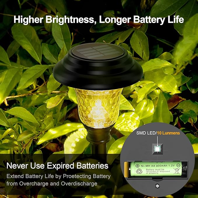 Warm White Solar Pathway Lights 2-Pack, Yard LED