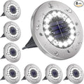 8-Pack Solar Ground Disk Lights, White Waterproof LED