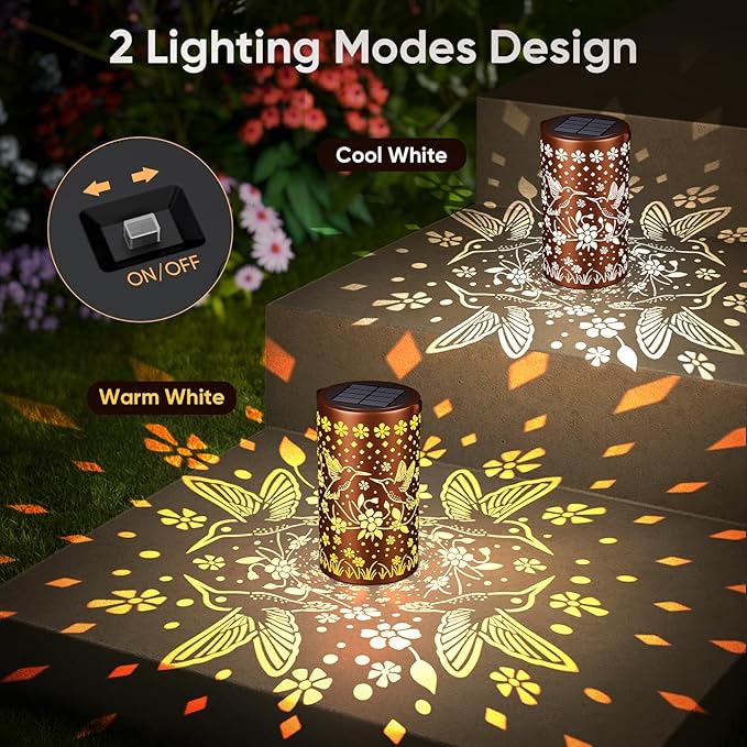 Hummingbird Solar Lanterns Outdoor Waterproof: Mothers Day Gifts for Women Mom Grandma - Decorative Hanging Metal Lanterns for Patio Yard Pathway - Solar LED Garden Lights for Outdoor Decor - 1 Pack