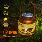 Bear Solar Yard Lanterns, Rustic Waterproof LED