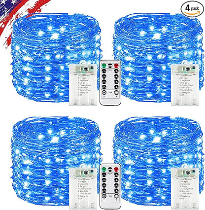 Christmas Fairy Lights 4-Pack, 20ft 60 LED Battery Twinkle Lights