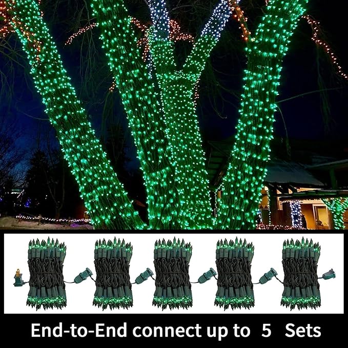 LAMPHOME St. Patrick's Day Mini String Lights, 100 Count 20Ft Incandescent Bulb Waterproof Green Fairy Lights Plug in for Indoor Outdoor Halloween Party Patio Christmas Decor,Green