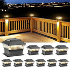 10-Pack Black Deck Post Cap Lights, Solar LED