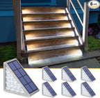 6-Pack Solar Stair Lights, Cool White LED