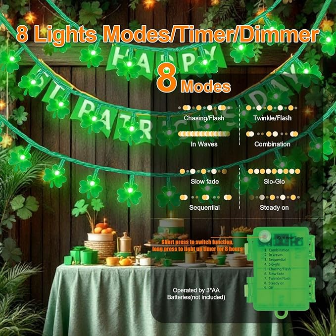 Green Yard String Lights, 5ft Weatherproof LED