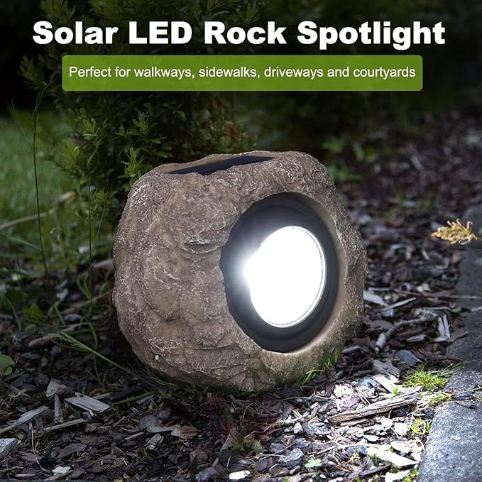 4 Pack Solar Garden Lights Outdoor Super Bright Solar Rock Spot ligths Outdoor Led Landscape Lighting for Pathway Lawn Patio Porch Yard Walkway