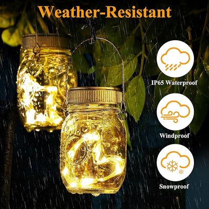 Mlambert 8 Pack Outdoor Solar Lanterns, Waterproof Hanging Mini Mason Jar Solar Lights for Backyard Garden Yard Patio Tree Decoration, Warm White