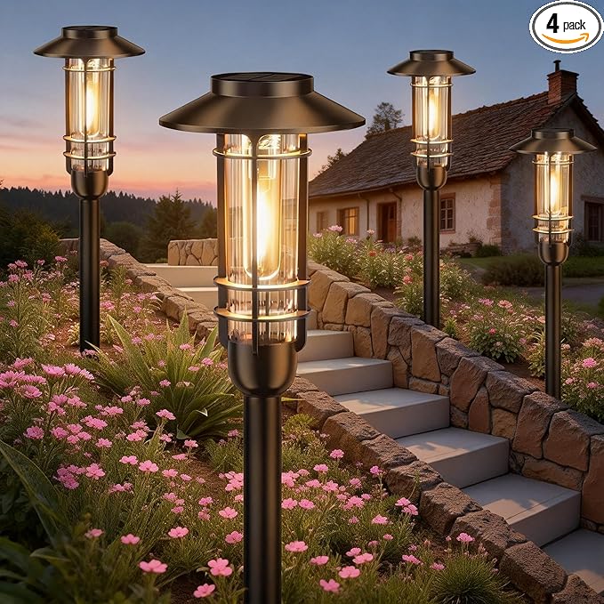 4-Pack Solar Landscape Lights for Walkway