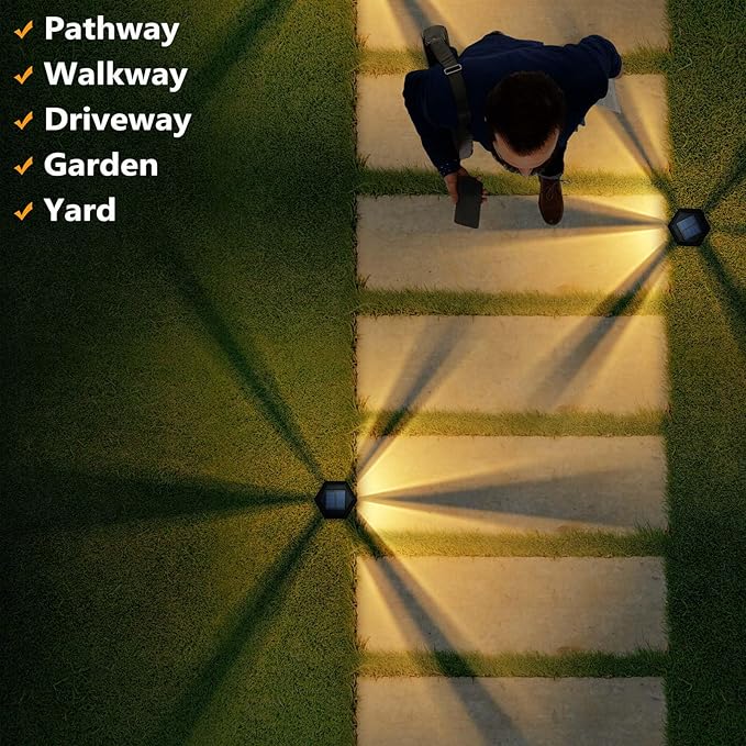 12-Pack Solar Pathway Lights, Waterproof LED Garden Lights