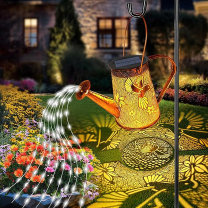 Solar Watering Can Lights, Hummingbird Gifts for Women Mom Grandma Birthday, Waterproof Outdoor Garden Decor Large Hanging Solar Lanterns Garden Lights for Patio Porch Yard Flowerbed Pathway