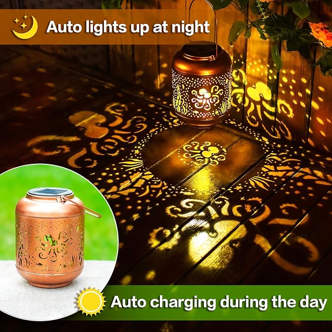 Garden Solar Lantern Set, Rustic Backyard Lighting