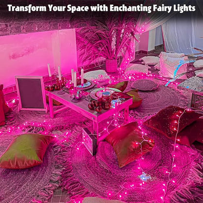 String Lights Outdoor Waterproof 9.8ft 30 LED, Pink Fairy Lights Battery Operated with Timer Clear Wire for Indoor & Outdoor Christmas Valentine's Day Decorations Garland Party2 Packs