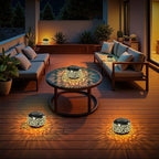 2-Pack Decorative Courtyard Solar Lanterns for Porch, Waterproof LED