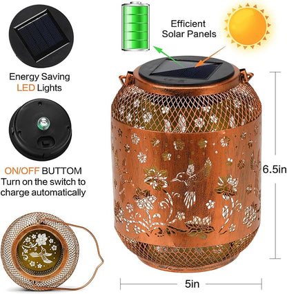 Hummingbird Solar Lanterns Outdoor Waterproof Garden Decor Birthday Gifts for Mom Women Grandma Metal Hanging Solar Lights Outdoor Decoration for Patio,Yard,Porch,Backyard