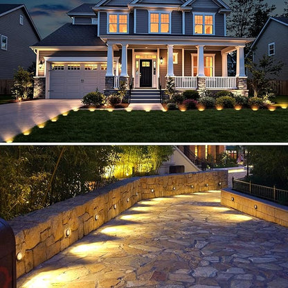 Brightown Solar Lights Outdoor Waterproof, 12 Packs LED In-Ground Lights Outdoor Solar Lights for Yard Patio Garden Lawn Deck Outside Pathway Walkway Sidewalk, Warm White