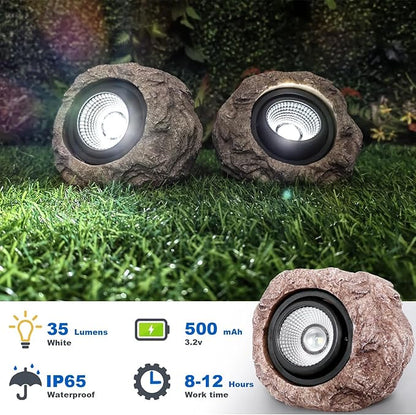 Solar Garden Lights Outdoor Super Bright Solar Rock Spot ligths Outdoor 2 Pack Led Landscape Lighting for Pathway Lawn Patio Porch Yard Walkway