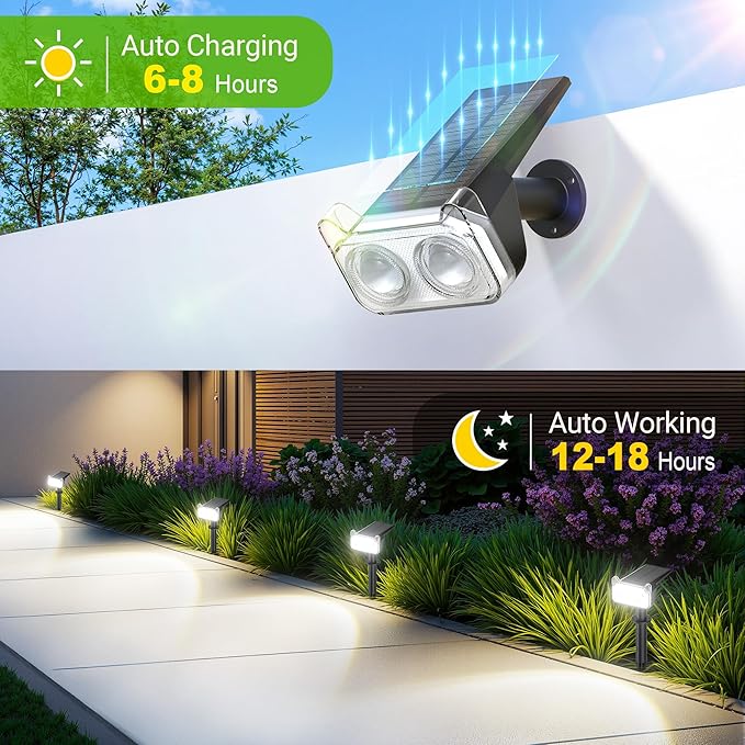 6-Pack Solar Spotlights, Waterproof Wall LED