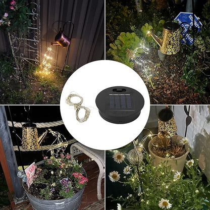Solar Light Lantern Replacement Top 2 Pack 6cm/2.4inch Round Panel Lid with String, Decorative LED Fairy Can Lights for Outdoor Patio Yard Lawn Tree DIY Table Flower Garden Accessories Powered Parts
