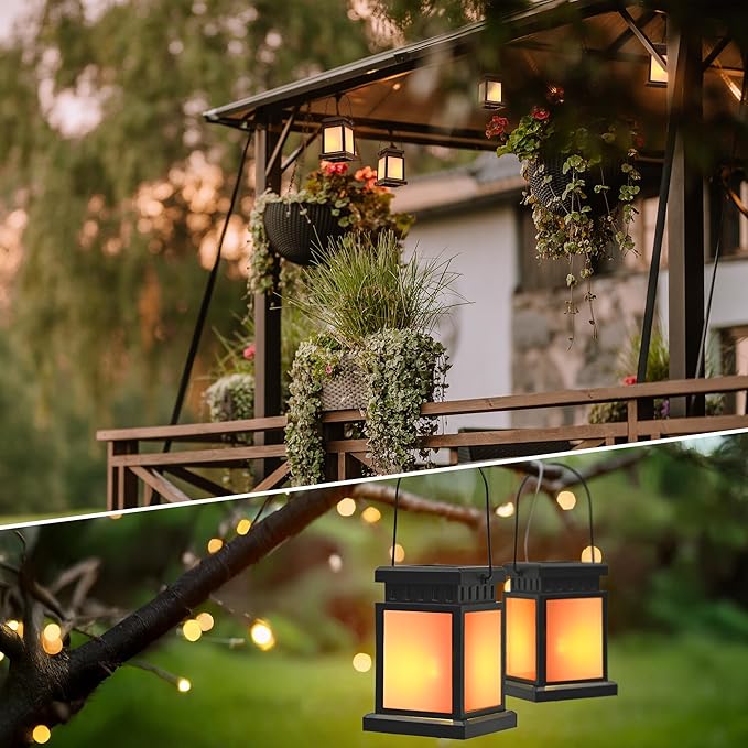 8-Pack Courtyard Solar Garden Lanterns, Classic Waterproof LED