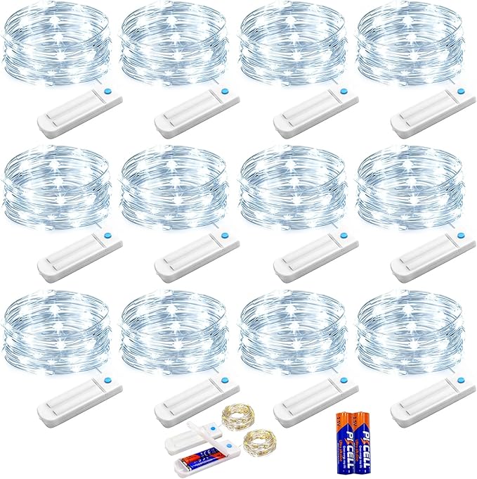 12-Pack 10ft LED Patio String Lights, Waterproof Outdoor