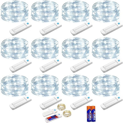 12-Pack 10ft LED Patio String Lights, Waterproof Outdoor