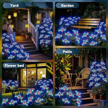 Solar Garden Lights 2 Pack Waterproof Solar Swaying Starburst Light Outdoor Lights for Yard Patio Walkway Pathway Party Wedding Christmas Decorative, Multicolor