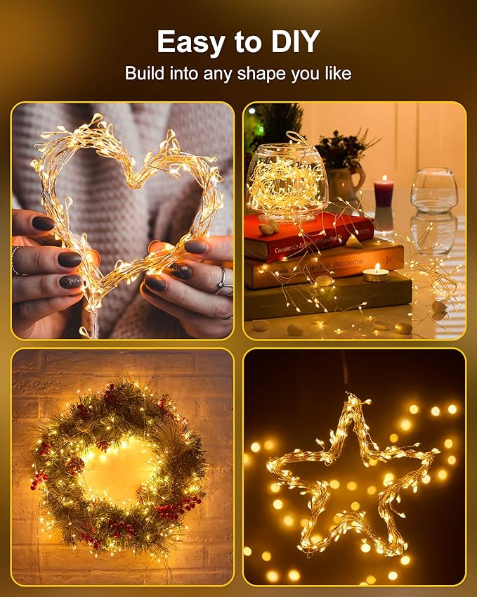 4-Pack Christmas String Lights, 60 LED Waterproof Twinkle Lights