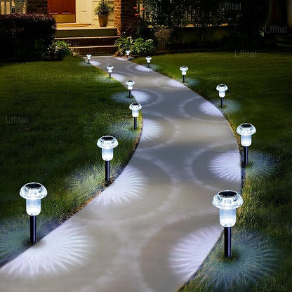 Solar Lights Outdoor 8 Pack Solar Pathway Lights Outdoor 6000K Cold White LED Waterproof Mushroom Lighting Stake for Outside, Yard, Garden, Path, Lawn, Driveway, Patio, Landscape Decorations