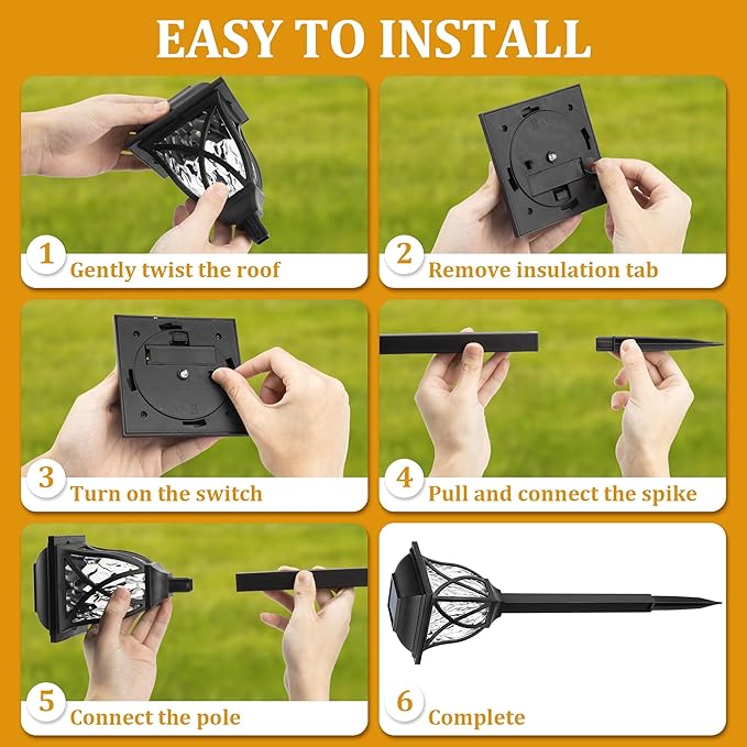 6-Pack Warm White Solar Path Lights, Outdoor Walkway LED