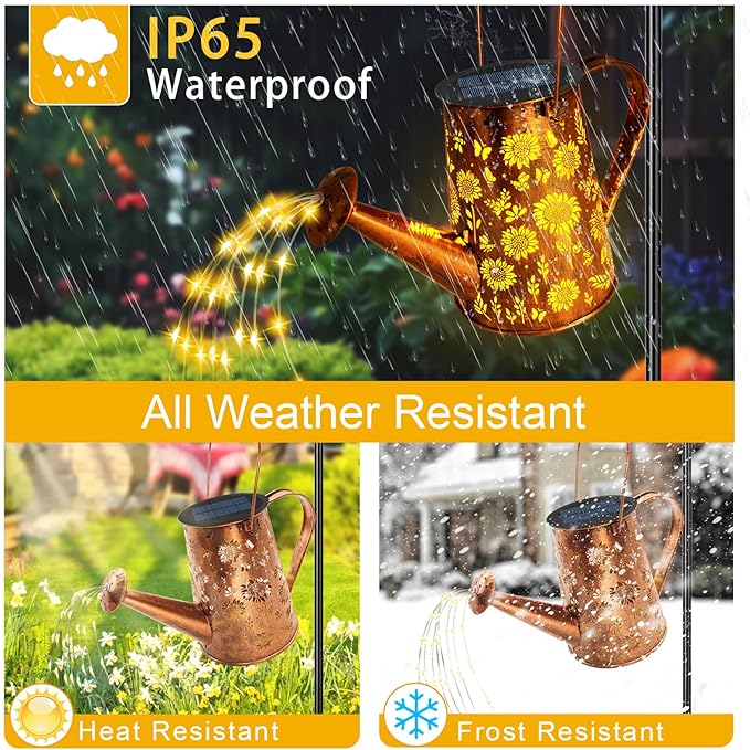 Solar Watering Can Lights, Sunflower Gifts for Women Mom Grandma Birthday, Large Hanging Solar Lantern Waterproof Outdoor Garden Decorations for Yard Porch Landscape Patio Pathway