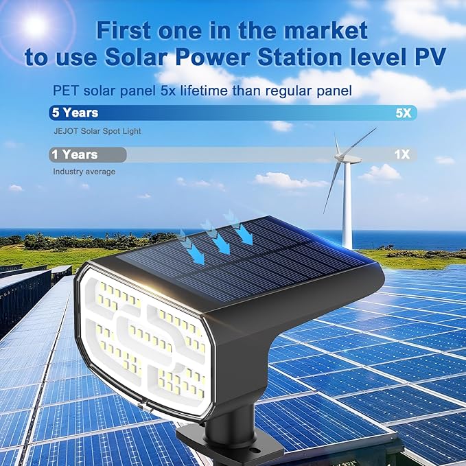 Solar Lights Outdoor Waterproof IP65, Super Bright LED, 3000K 2 Lighting Modes, Solar Powered Yard Garden Solar Spot Lights for Outside Landscape Auto On/Off -8 Pack