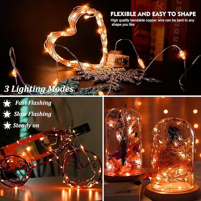 24-Pack 7ft Christmas LED String Lights, Waterproof Timer Lights